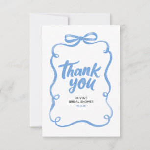 Carte De Remerciements Nœud Ruban Bleu Poussiéreux Mariage Fantaisiste