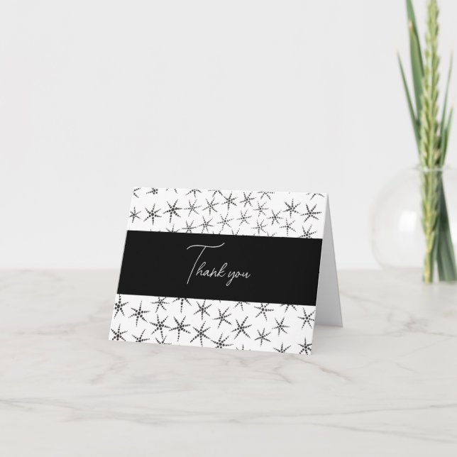 Carte de remerciements noir blanc étoile (Devant)
