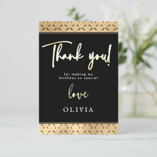 Carte De Remerciements Noir blanc moderne fête d'anniversaire "Merci"