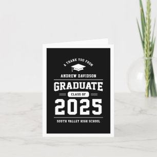 Carte De Remerciements Noir Classe moderne de 2025 Graduation Blank
