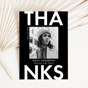 Carte De Remerciements Noir   Diplôme Gras Grad Photo