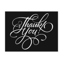 Carte de remerciements noir et blanc élégant