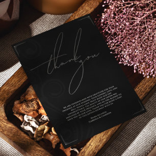 Carte De Remerciements Noir et Blanc Formal Vintage Mariage