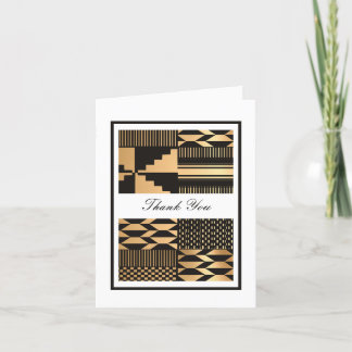 Carte De Remerciements Noir - Gold Kente (Blanc)