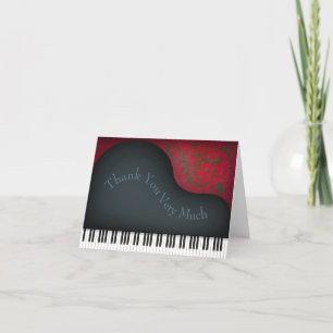 Carte De Remerciements Noir Grand Piano Charming Music Clavier Personnali
