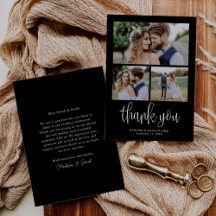 Noir moderne calligraphie Mariage Trois photos