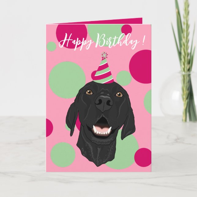 Carte De Remerciements Noir Pointer Chiot Anniversaire (Devant)