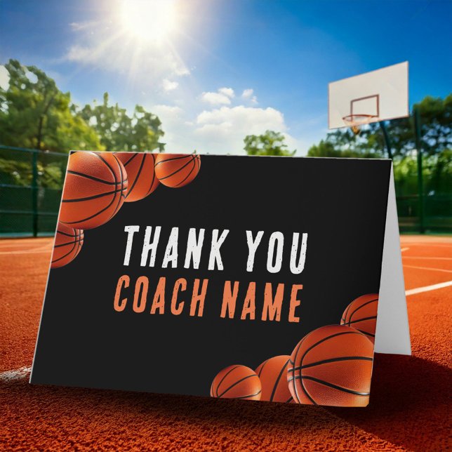Carte De Remerciements Nom de l'entraîneur de basketball  (Créateur téléchargé)