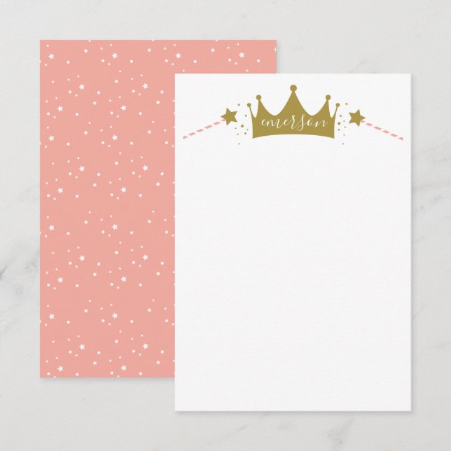 Carte De Remerciements Nom de princesse rose et or écriture  (Devant / Derrière)