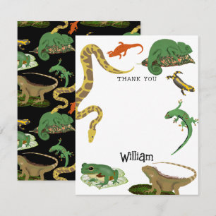 Carte De Remerciements Nom d'enfants pour Reptiles, Lézards & Amphibiens