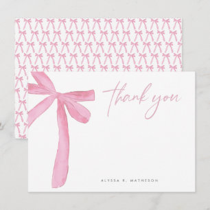 Carte De Remerciements Nom personnalisable Ruban Rose mariage Réception d