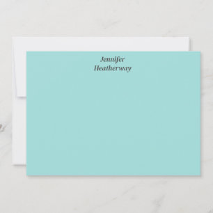 Carte De Remerciements Nom personnalisé bleu aqua minimaliste