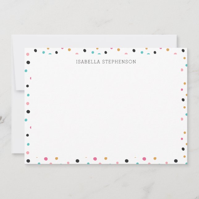 Carte De Remerciements Nom personnalisé du Motif Polka couleur mignon (Devant)
