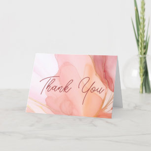 Carte De Remerciements Nom personnalisé Message Feminine Peach Floral Bus
