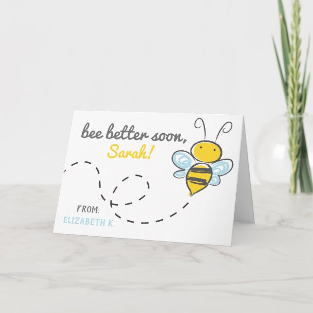 Carte De Remerciements *Nom personnalisé*, mieux vaut bientôt! Cute Get W (Devant)