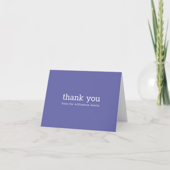 Carte De Remerciements Nom personnalisé mignon simple Périwinkle violet (Devant)