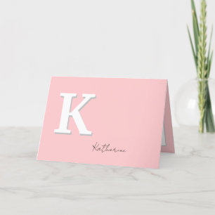 Carte De Remerciements Nom personnalisé Monogramme minimaliste Peach