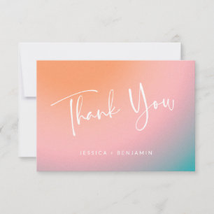 Carte De Remerciements Noms personnalisés Mariage Dreamy Peach Gradient