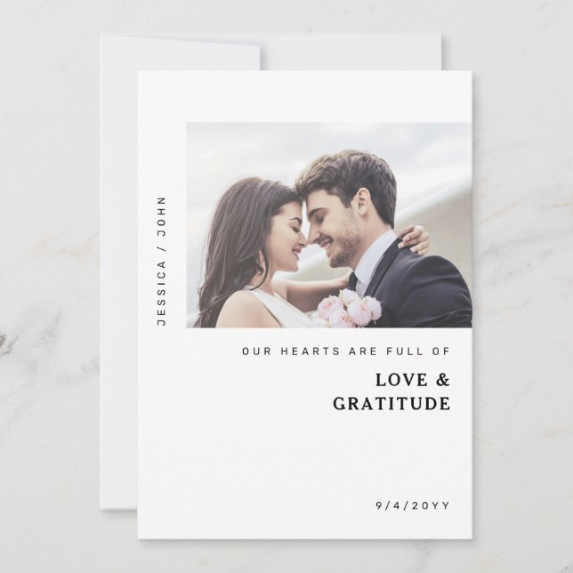 Carte De Remerciements Nos coeurs sont pleins d'amour et de gratitude Mar (Devant)