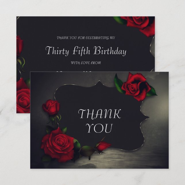 Carte De Remerciements Nostalgique gothique Amour Anniversaire (Devant / Derrière)