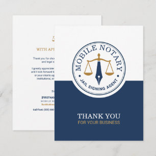 Carte De Remerciements Notaire mobile personnalisé Signature légale Bleu