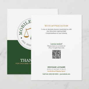 Carte De Remerciements Notaire mobile personnalisé Signature légale QR Ve