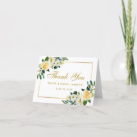 Note blanche florale de mariage d'or jaune