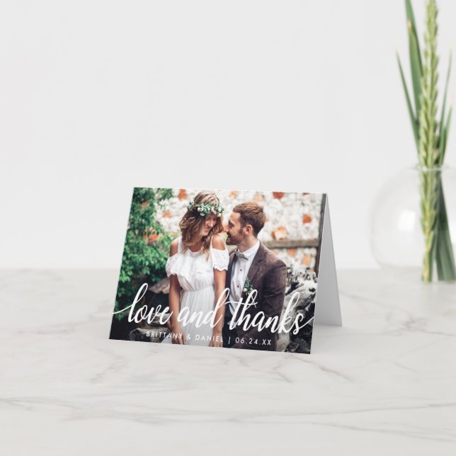 Carte De Remerciements Note de photo de remerciement de mariage d'amour e (Devant)
