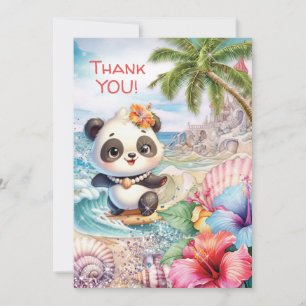 Carte De Remerciements Note de remerciement de Panda de Plage