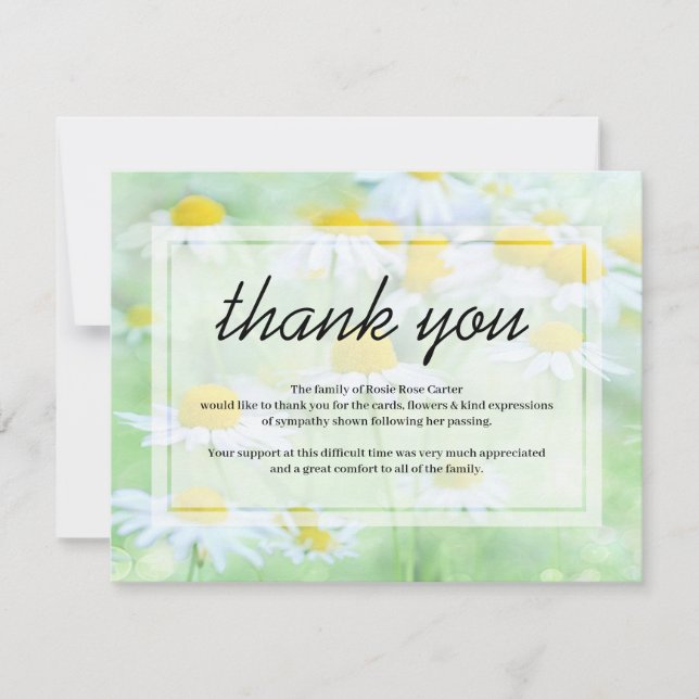 Carte De Remerciements Note de remerciement funéraire | Sympathie florale (Devant)