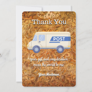 Carte De Remerciements note Lettre Carrier Mailman Postal Mail Carrier