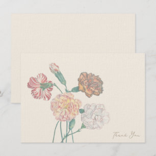 Carte de remerciements Note Tan Beige Carnation Fl
