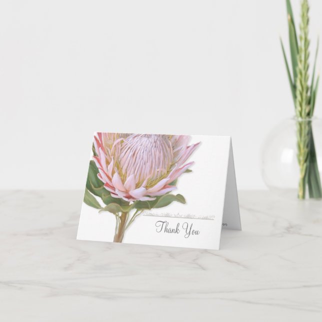 Carte De Remerciements Notes de remerciement Floral Moderne Pink Protea (Devant)