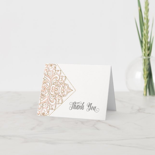 Carte De Remerciements Notes de remerciements Mariage romantique sophisti (Devant)