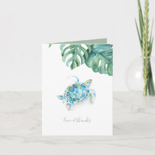 Carte De Remerciements Notes de remerciements tropicales Aquarelle Tortue