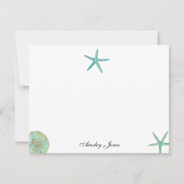 Carte De Remerciements Notes d'illustration de l'aquarelle Aqua Starfish (Devant)