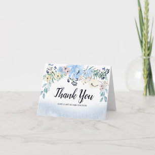 Carte De Remerciements Notes Personnalisées Fleuristes Aquarelle Bleue
