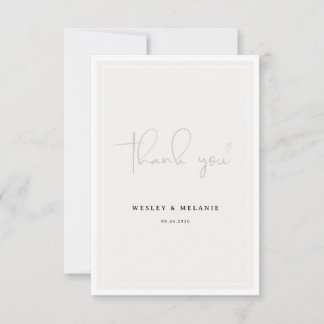 Carte De Remerciements Nothing Fancy Just Love Beige Elegant Wedding