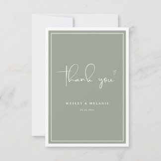 Carte De Remerciements Nothing Fancy Just Love Sage Green Elegant Wedding