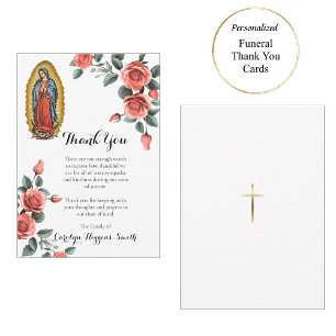 Carte De Remerciements Notre-Dame de Guadalupe avec funérailles catholiqu