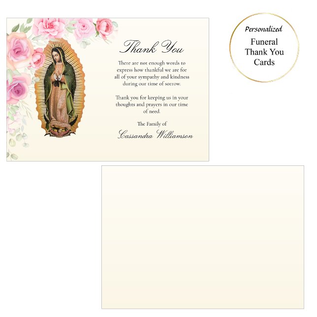 Carte De Remerciements Notre-Dame de Guadalupe Roses Roses Roses Roses Ca (Créateur téléchargé)
