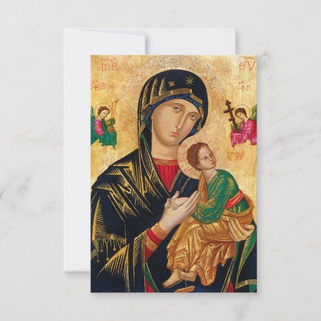 Carte De Remerciements Notre Dame Perpétuelle aide Vierge Marie Icône Rus (Devant)