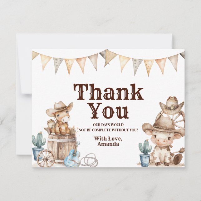 Carte De Remerciements Notre petit Baby shower sauvage de l'Ouest (Devant)