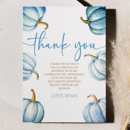 Carte De Remerciements Notre Petit Citrouille Bleu Blanc Automne Fête d'A