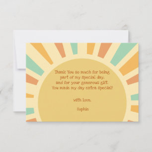Carte De Remerciements notre petit soleil grand soleil avec rayons annive