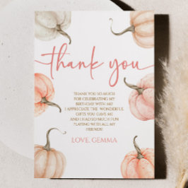 Carte De Remerciements Notre petite citrouille rose blanc automne fête d'