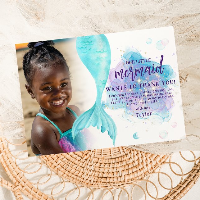 Carte De Remerciements Notre petite sirène photo fête d'anniversaire (Créateur téléchargé)