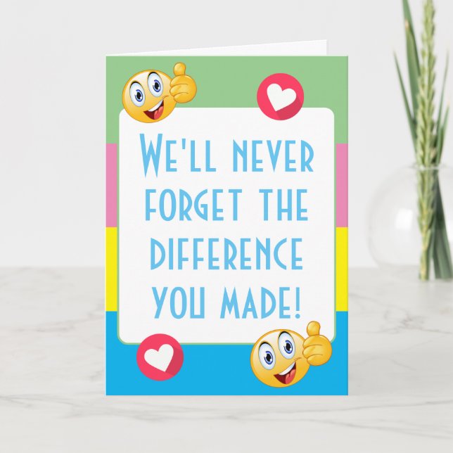 Carte De Remerciements N'Oubliez Jamais La Différence Smile Face Enseigna (Devant)