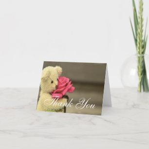 Carte De Remerciements Nounours Ours en peluche avec rose
