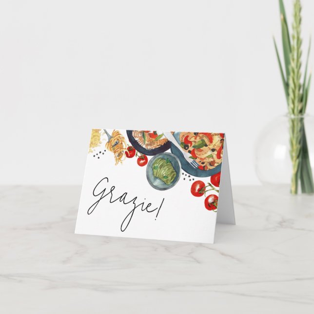 Carte De Remerciements Nourriture italienne à l'aquarelle C'est l'amour ! (Devant)